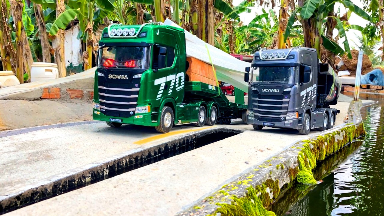 Day 23 ! Truck Scania Full Muatan Lewat Jalan Extreme - RC Truck Scania Huina 1501 Transport