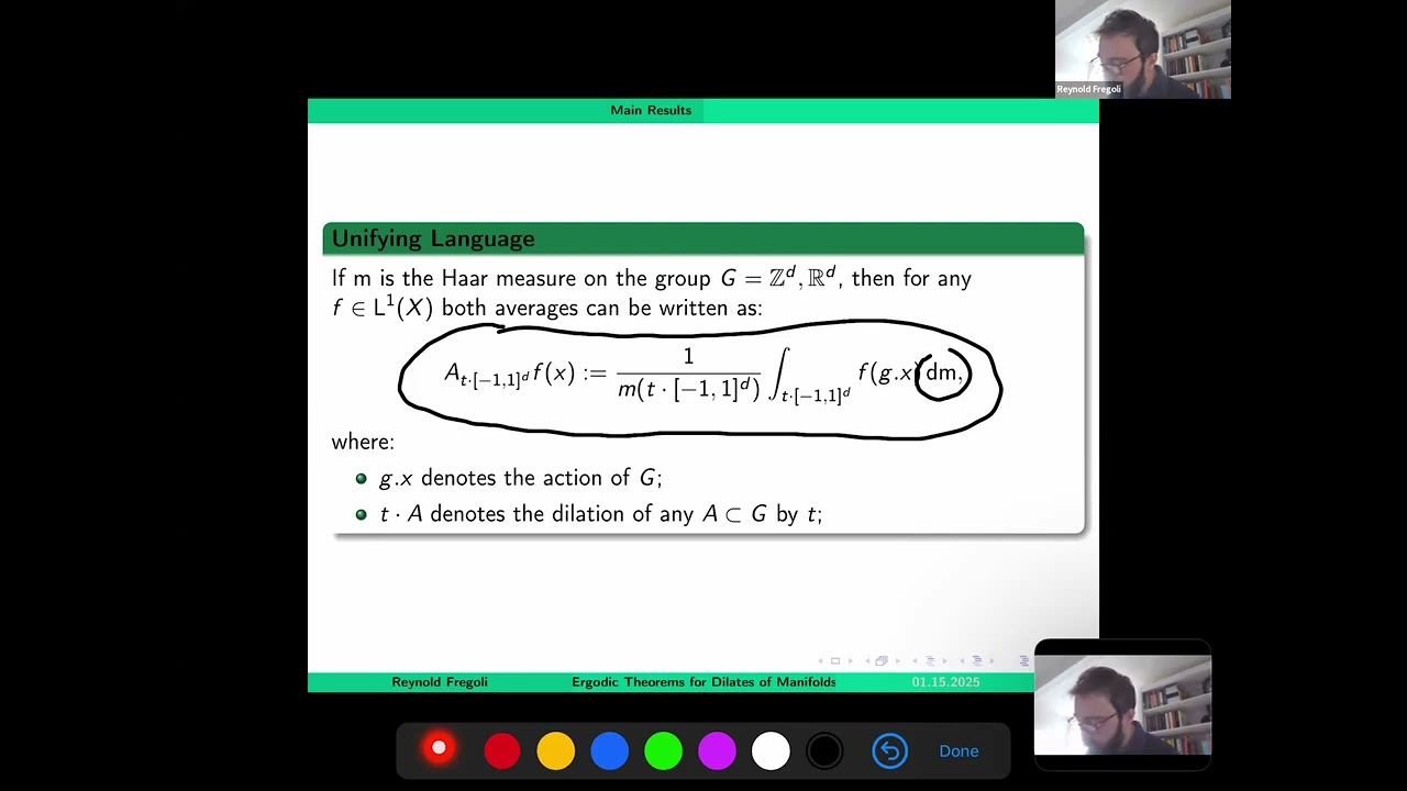 Ergodic theorems for dilates of submanifolds in R^d actions (Reynold Fregoli)