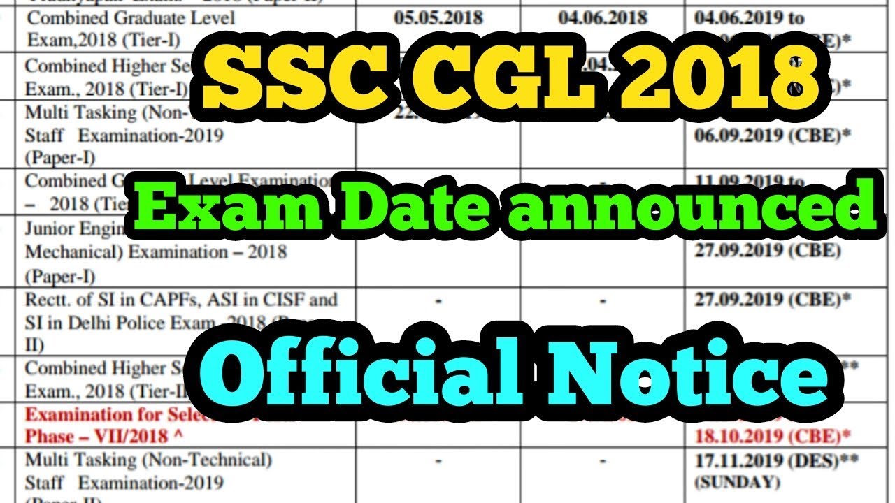SSC CGL 2018 Exam date notice|Cgl new exam date