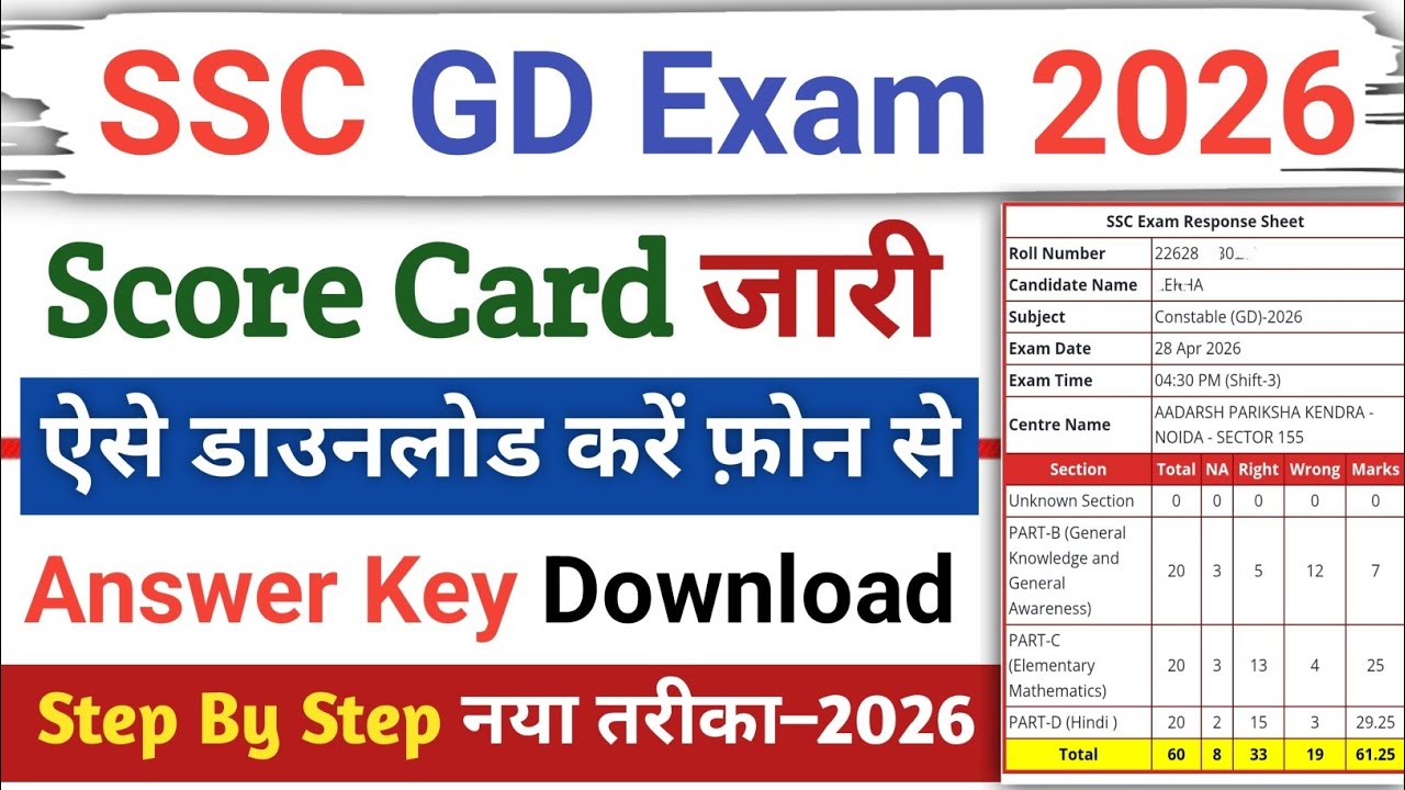 SSC GD Score Card 2026 Kaise Dekhe | How to Check SSC GD Score Card 2026 |