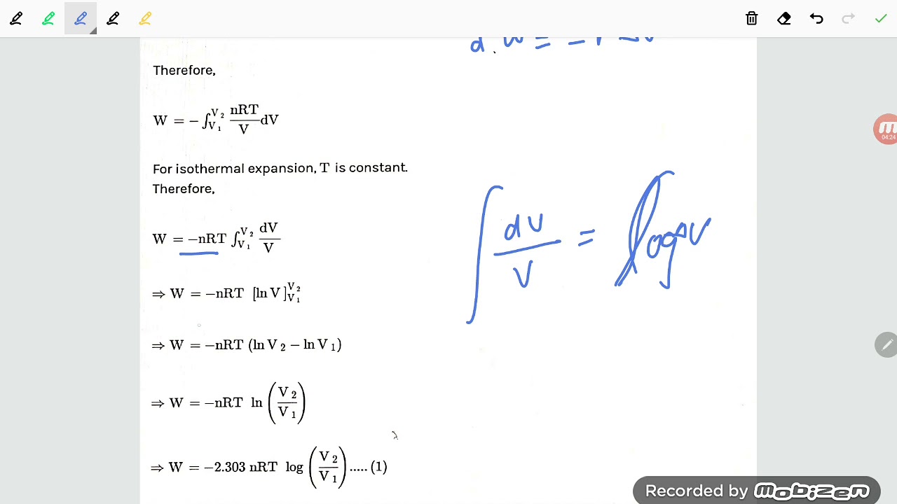 work done in isothermal reversible expansion of gas,