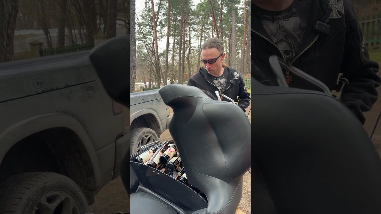 Сколько пива влазит в Harley? #автоизсша #harleydavidson #kawasaki #yamaha