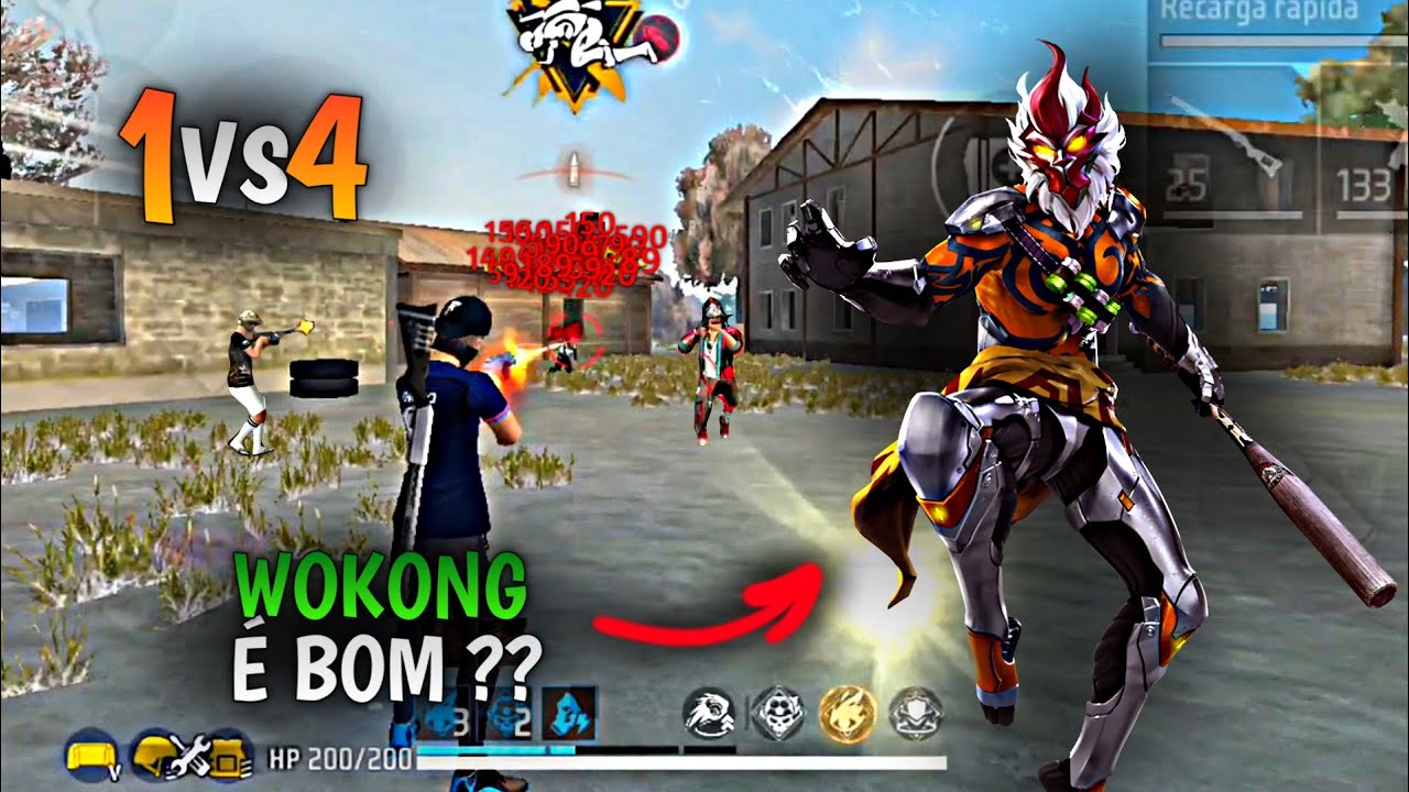 USEI O WOKONG NO SOLO VS SQUAD SERÁ QUE DEU BOM???? MELHORES HABILIDADES DO FREE FIRE!!
