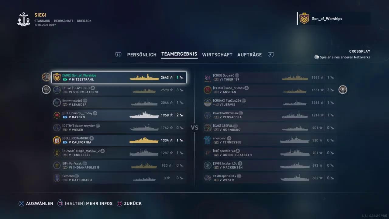 World of Warships Legends, Replay, Schiffe, Selten Son_of_Warships_Legends/Weekly_Quest's