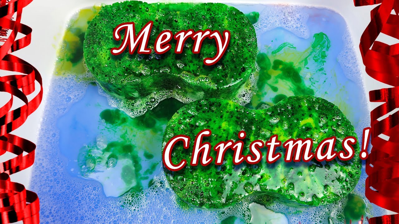 ASMR Christmas Sponge Squeezing 🎄 THE BEST Green Thick Suds ❤️ Oddly Satisfying
