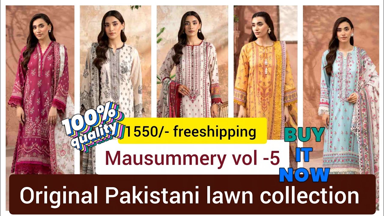 Original Pakistani Printed Lawn😍|| Branded collection🤩||Mausummery vol 5🥰|| 1550/- free shipping🥳||