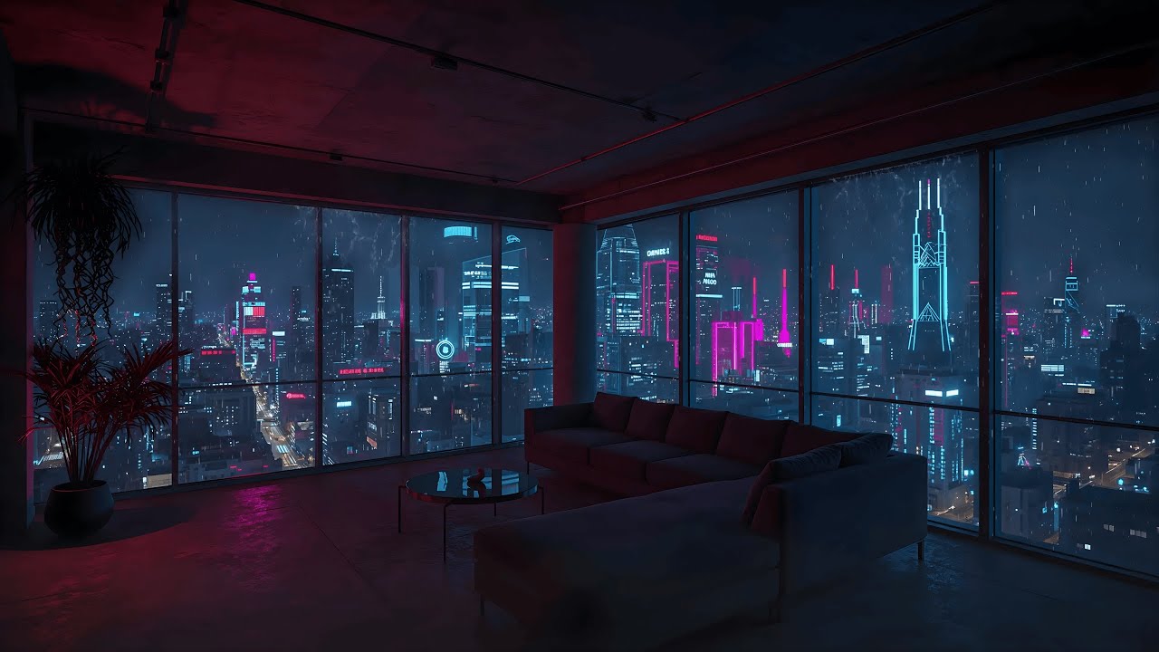 Rainy Midnight Above Shibuya | Wide City Views & Calm Lofi Music | 4K