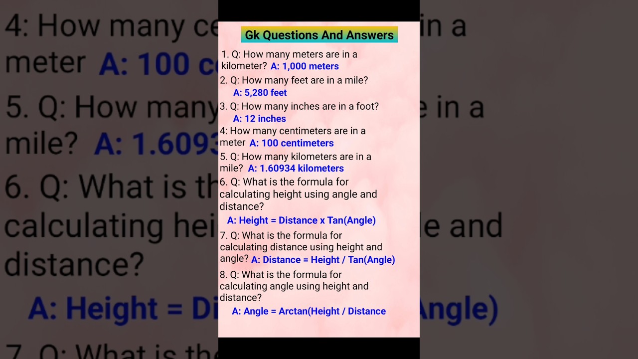General knowledge questions and answers | Measurement conversation gk questions and answers