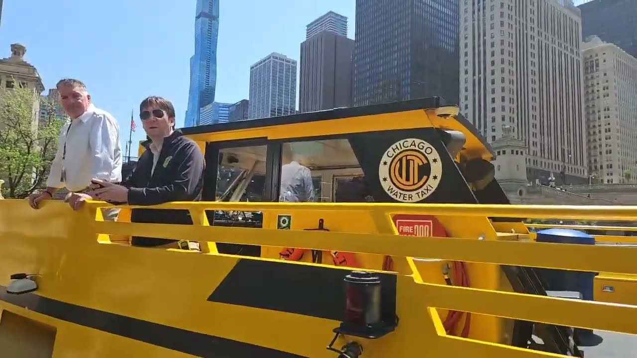 Chicago Water Taxi Ride and Sailboat Bascule Bridge Lift along Riverwalk on Wednesday May 15, 2024