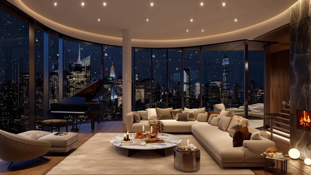 Phoenix Night Jazz Piano 🌙 Cozy Apartment with Smooth Jazz Piano Music & Fireplace Sounds for Study