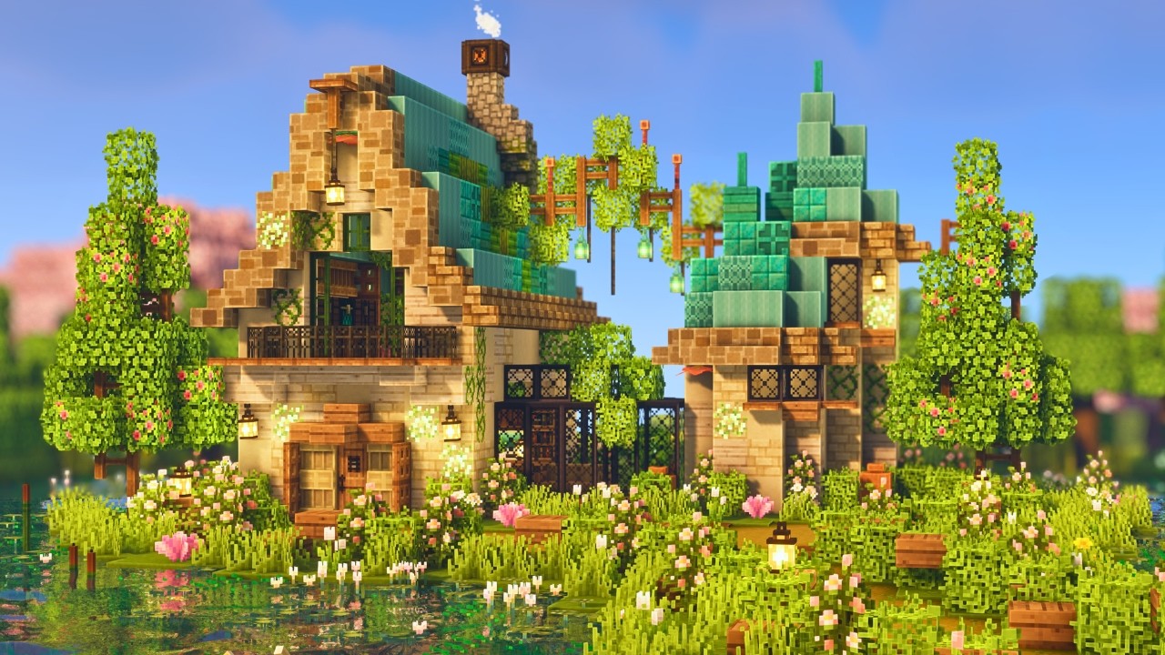 Tutorial Lake Cottage 🌿 Minecraft Mizuno’s 16 Craft Build