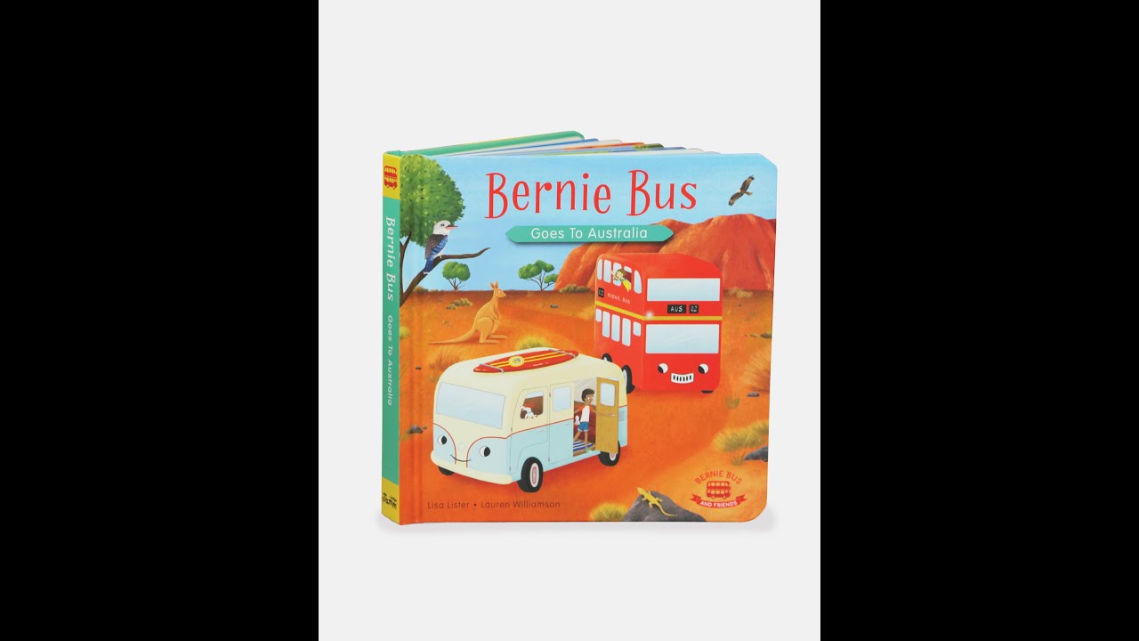 Child reading Bernie Bus goes to Australia by Indigo Jamm, double decker bus story time for 18M+