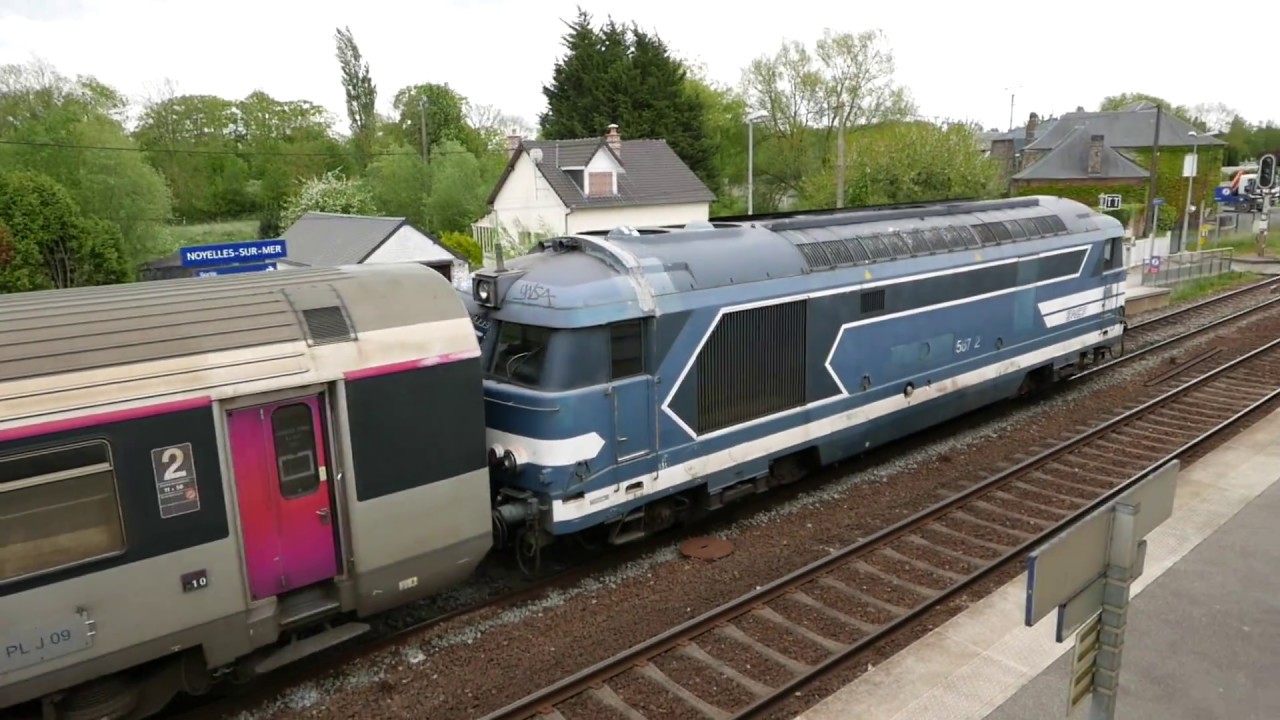 trains Corail et 67400 &agrave; Noyelles sur Mer le 2 mai 2018