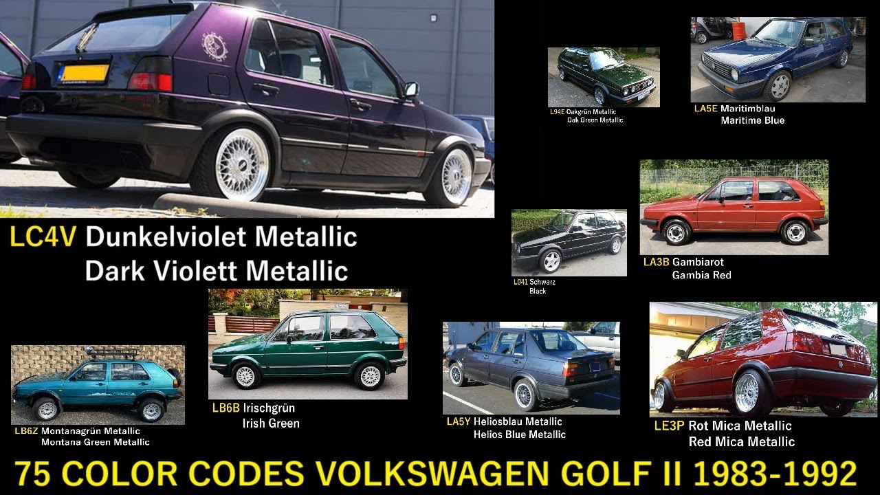 72. FACTORY COLORS VW GOLF JETTA II 2 MK2 1983 - 1992