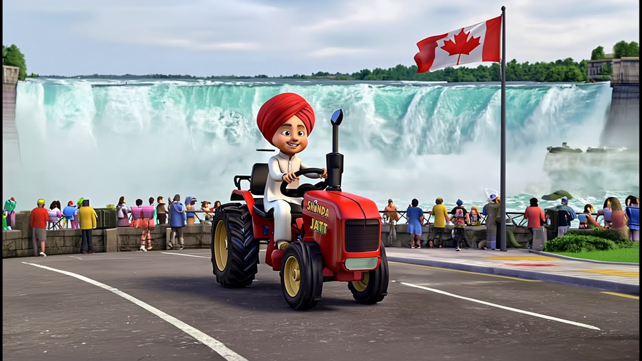 Shinda on Gedi Route – Niagara Falls | Cute Punjabi Kids Cartoon | Tractor Ride in Canada