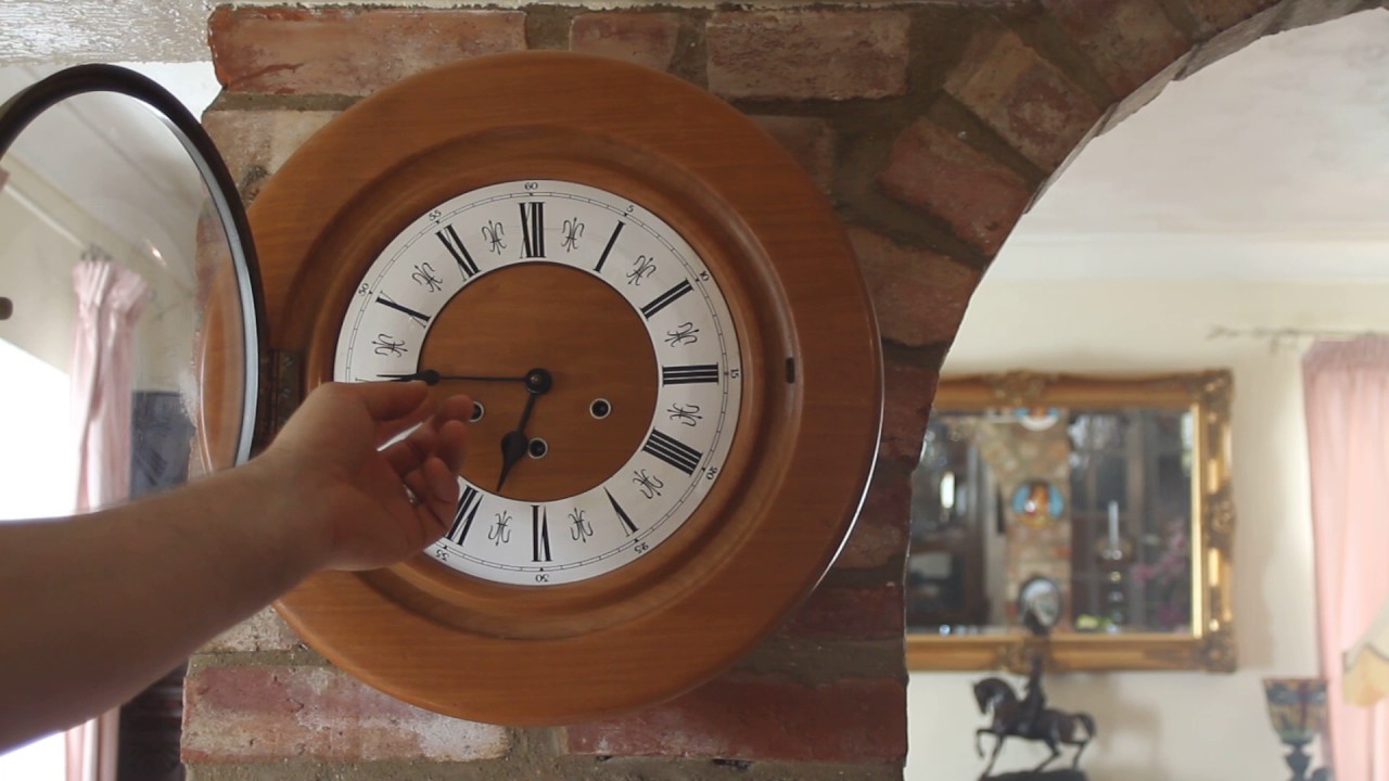 Vintage Unusual 'Smiths' Light Oak 8-Day Wall Clock with Westminster Chimes