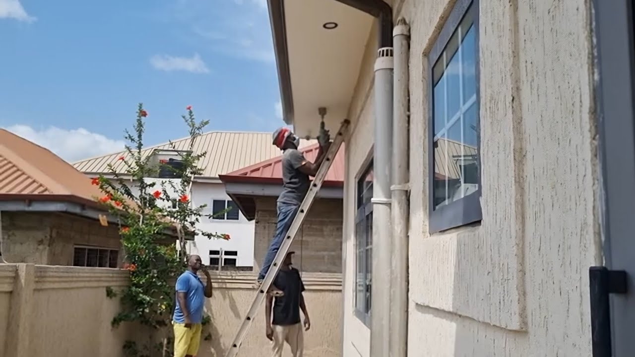 Building in Ghana || LANDSCAPING, SECURITY LIGHTS ETC...