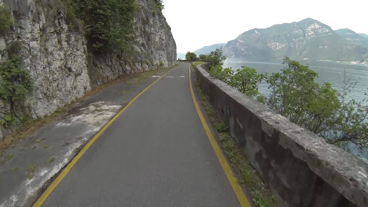 Ciclopedonale Toline-Vello cycling path, Lago d'Iseo, Italy. Reopened now: July 2013. Full HD video.