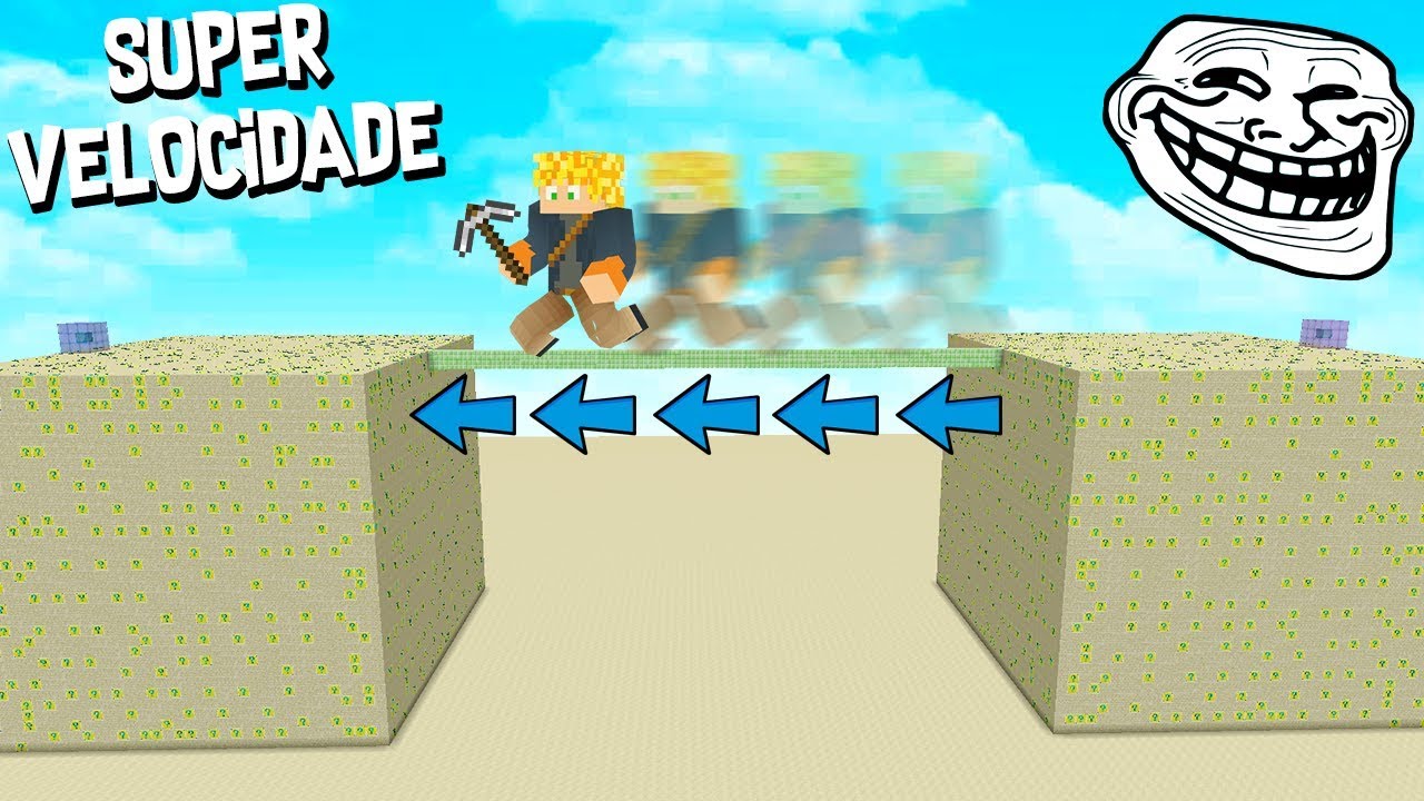 CUBÃO DE LUCKY BLOCK TROLL DA PONTE COM SUPER VELOCIDADE NO MINECRAFT