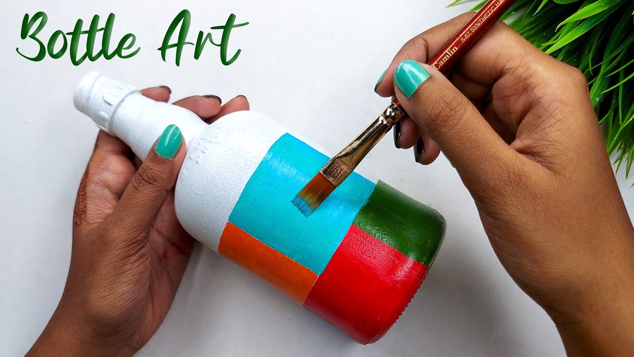 Bottle Art Design | New Style Bottle Art | Easy Way to Design a Bottle | Simple Bottle Painting  🖌