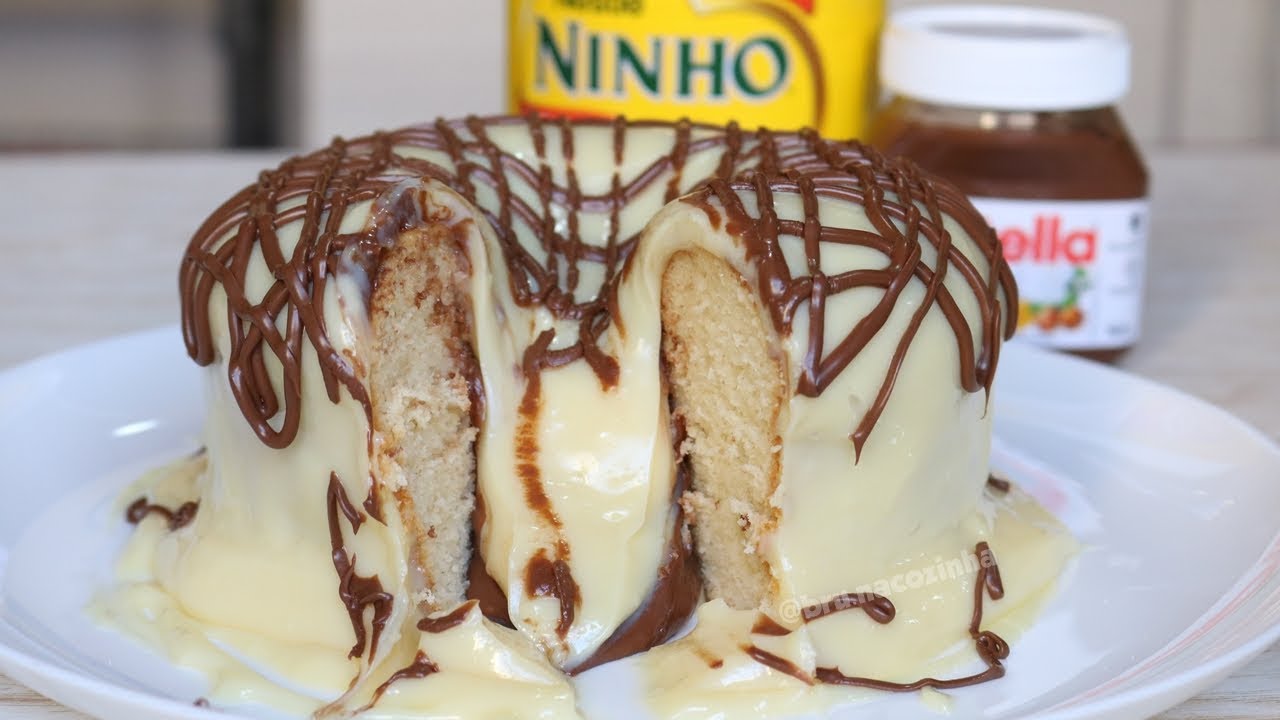 BOLO VULCÃO LEITE NINHO COM NUTELLA - Bru na Cozinha