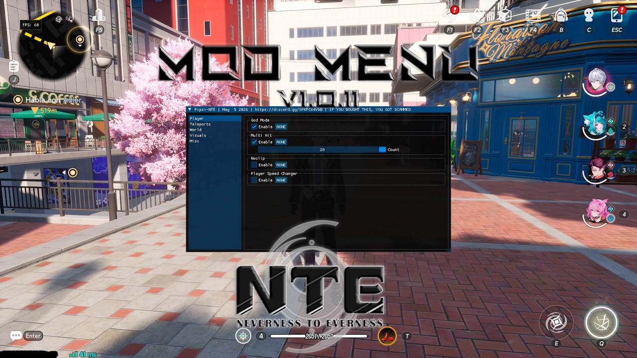 How to get the NTE mod menu v 1.0.11 for free