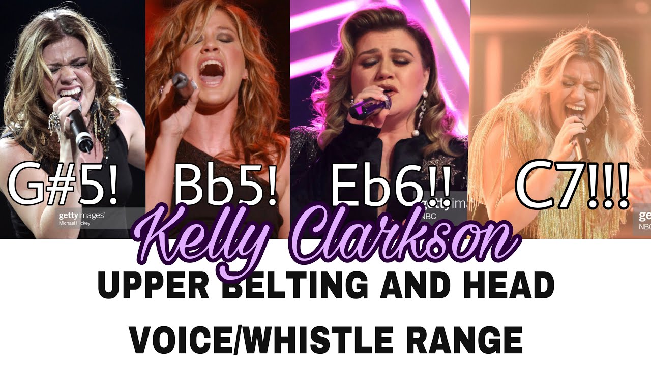 KELLY CLARKSON - UPPER BELTING AND HEAD VOICE/WHISTLE RANGE PART 2 (Bb5-C7)