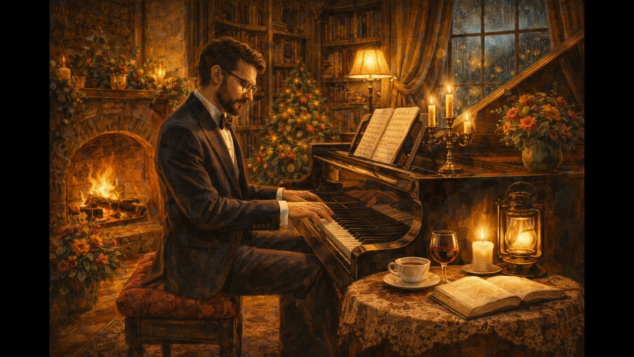 Peaceful Piano & Fireplace Crackles | Relaxing Background Music