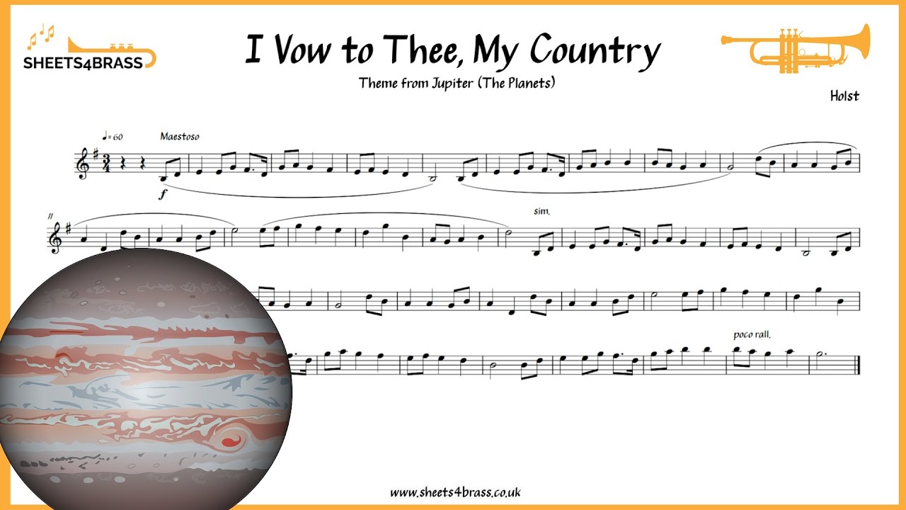I Vow to Thee, My Country - Trumpet Solo with Sheet Music and Play Along