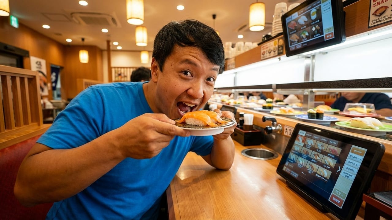 Eating at the World's Largest REVOLVING SUSHI Restaurant on Tokyo Japan
