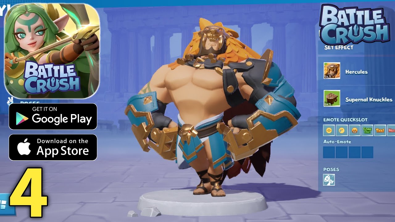 Battle Crush Gameplay Walkthrough Part 4 - Hercules (ios, Android)