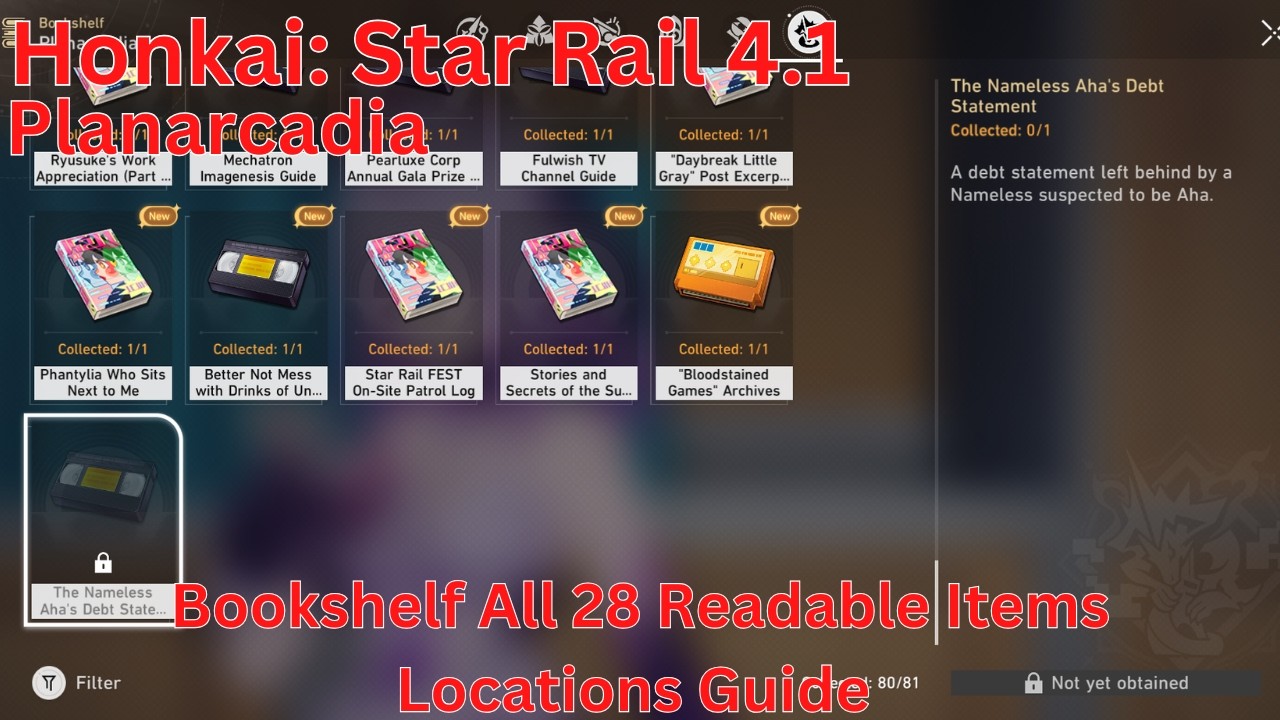 Planarcadia Bookshelf All 28 Readable Items Locations Guide【Honkai: Star Rail 4.1】