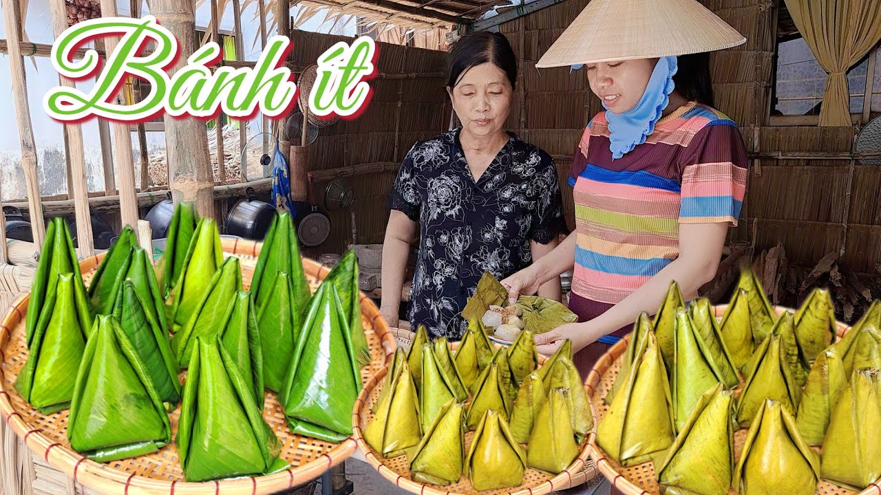 Cách gói bánh ít nhân dừa đậu xanh kiểu truyền thống miền tây