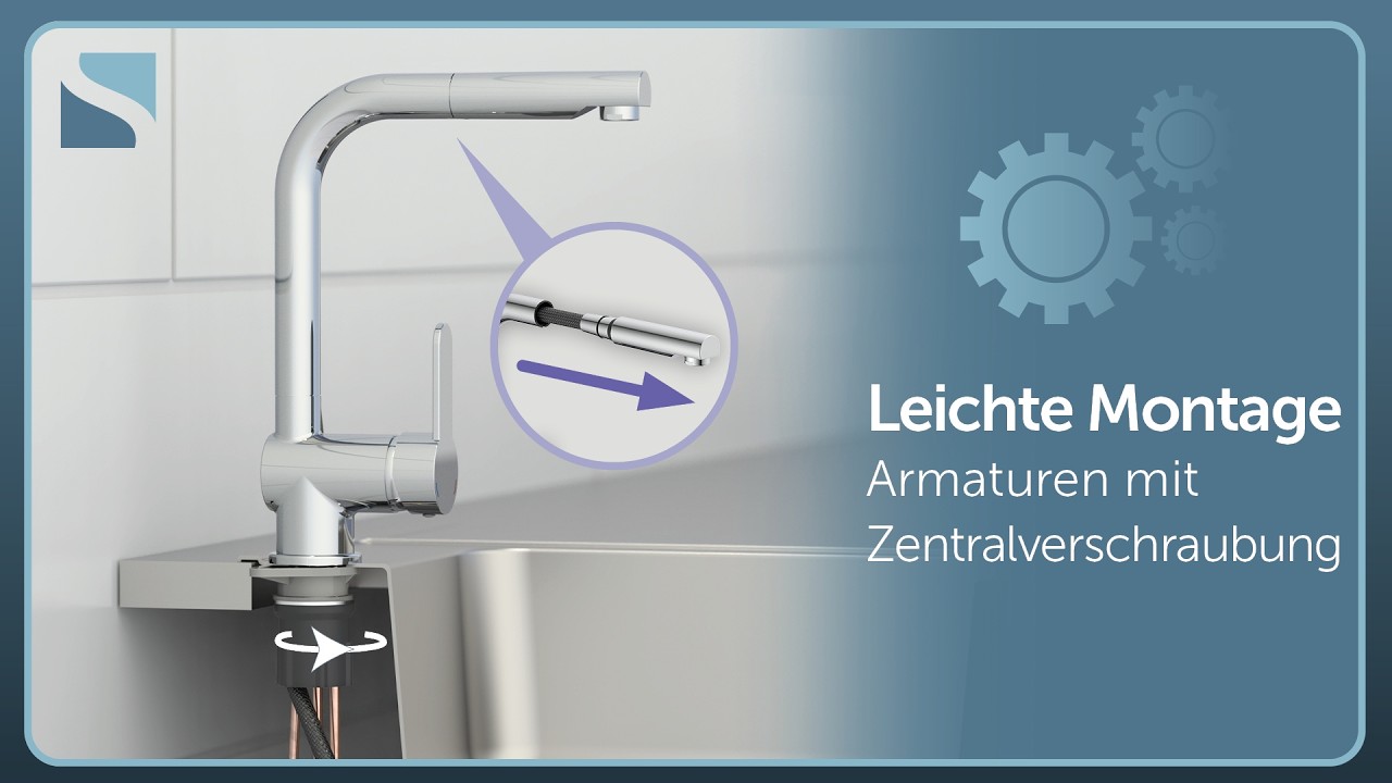 SCHÜTTE Montagevideo Spültischarmatur mit Zentralverschraubung und herausziehbarer Brause