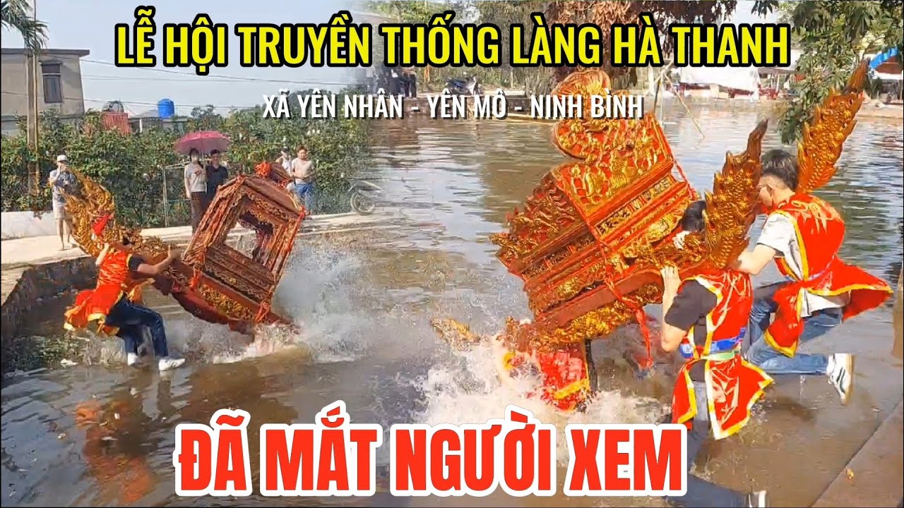 Lễ Hội Rước Kiệu Làng Hà Thanh 2025 - Lễ Rước Mẫu Hồi Loan | Kiệu Bay Xuống Ao Thót Tim Người Xem