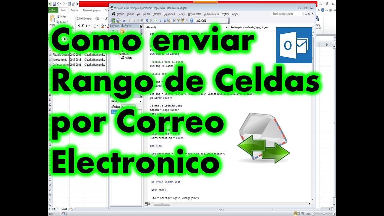 Como enviar rango de celdas por correo electronico en excel