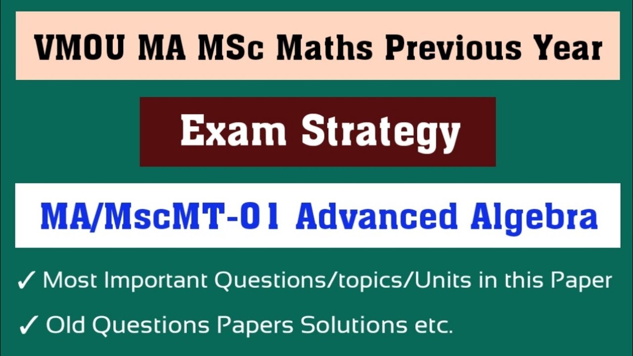 Exam Strategy MAMScMT- 01 ll VMOU MA MSc Maths Important Questions Units ll @FutureFirstClasses