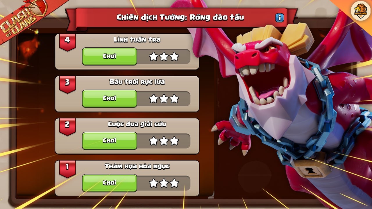 Hướng Dẫn Cách Đánh 3 Sao Thử Thách Chiến Dịch Tướng: Rồng Đào Tẩu | Phần 1 | Clash of clans