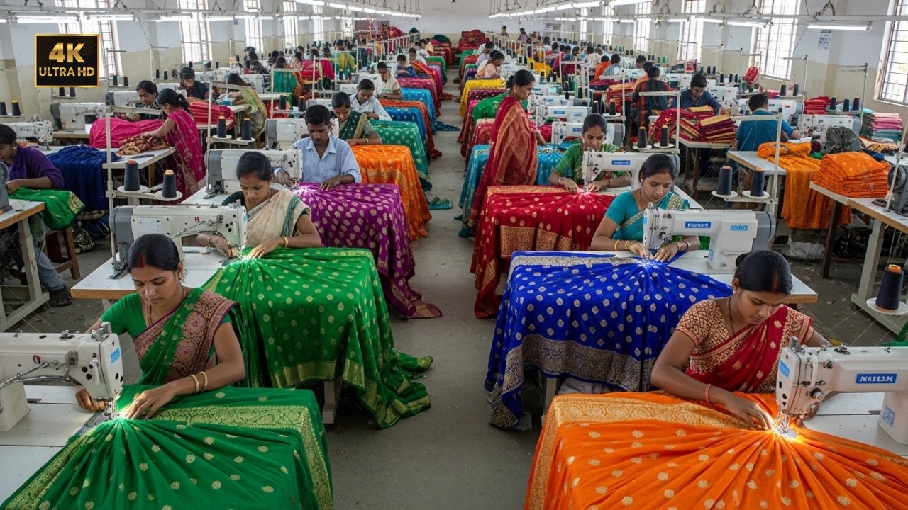 Inside an Indian Pre Stitched Saree Factory How 50,000 Sarees Are Manufactured Every Day