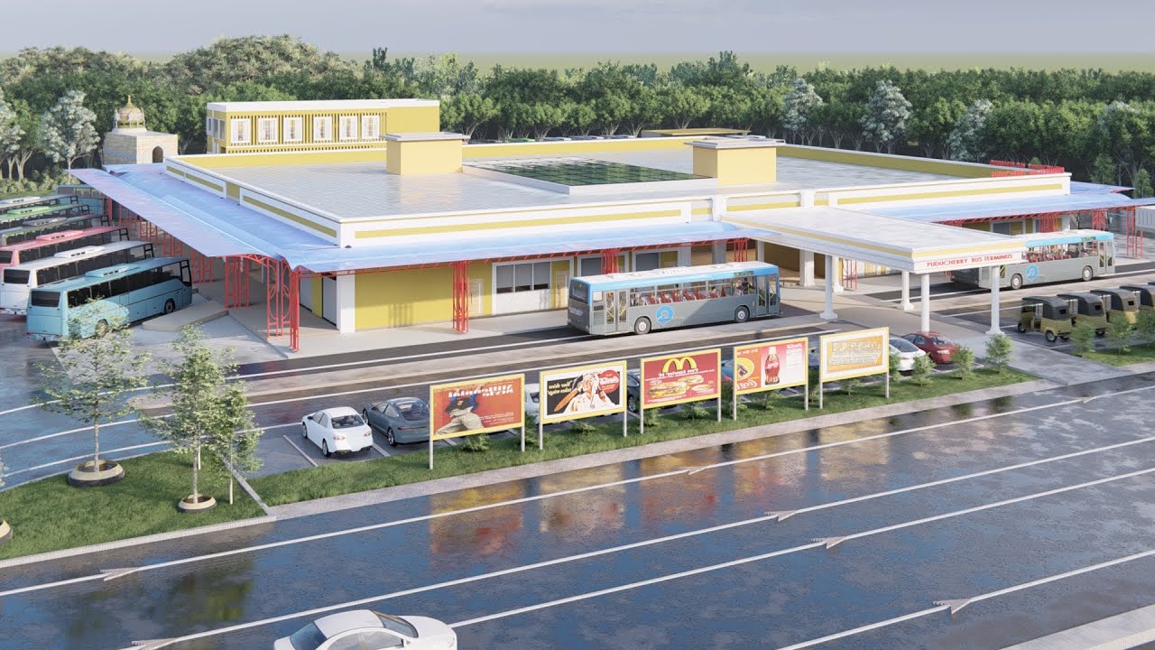 PONDICHERRY NEW BUS STAND RENOVATED DRONE VIDEO #pondycherry #busstand #newbusstand