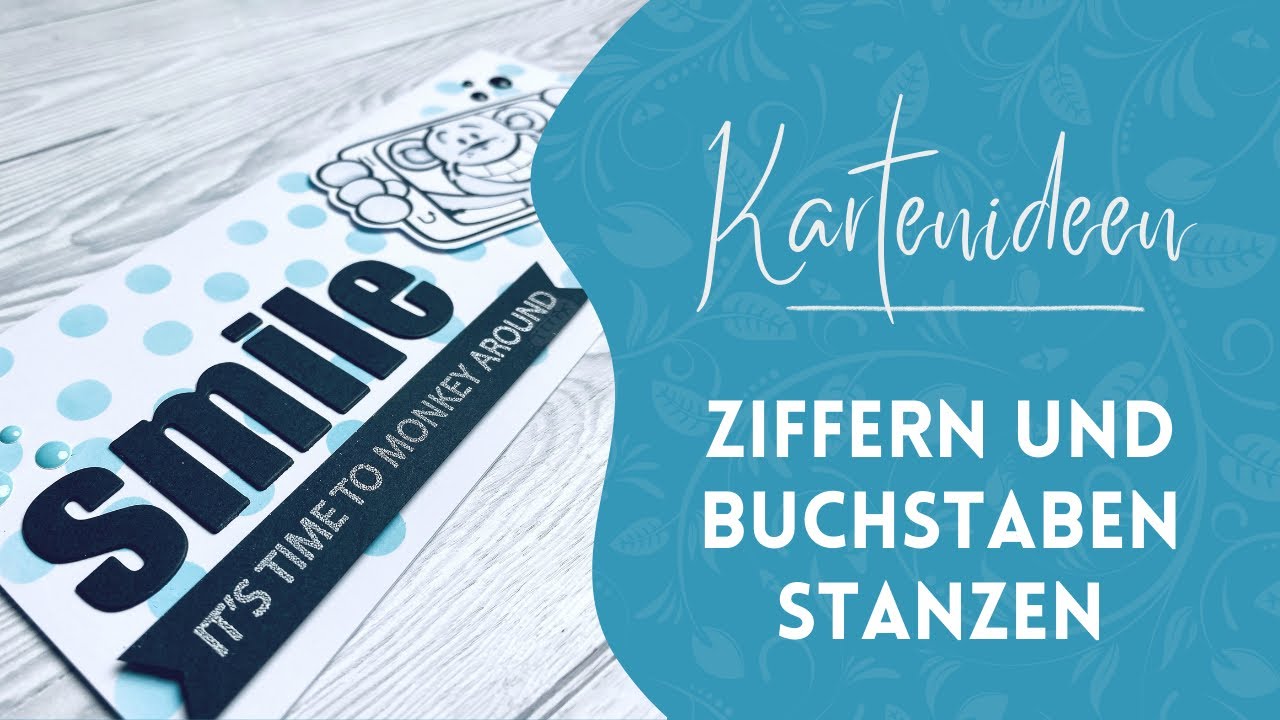 5 Slimline Karten mit Ziffern und Buchstaben Stanzen selber basteln