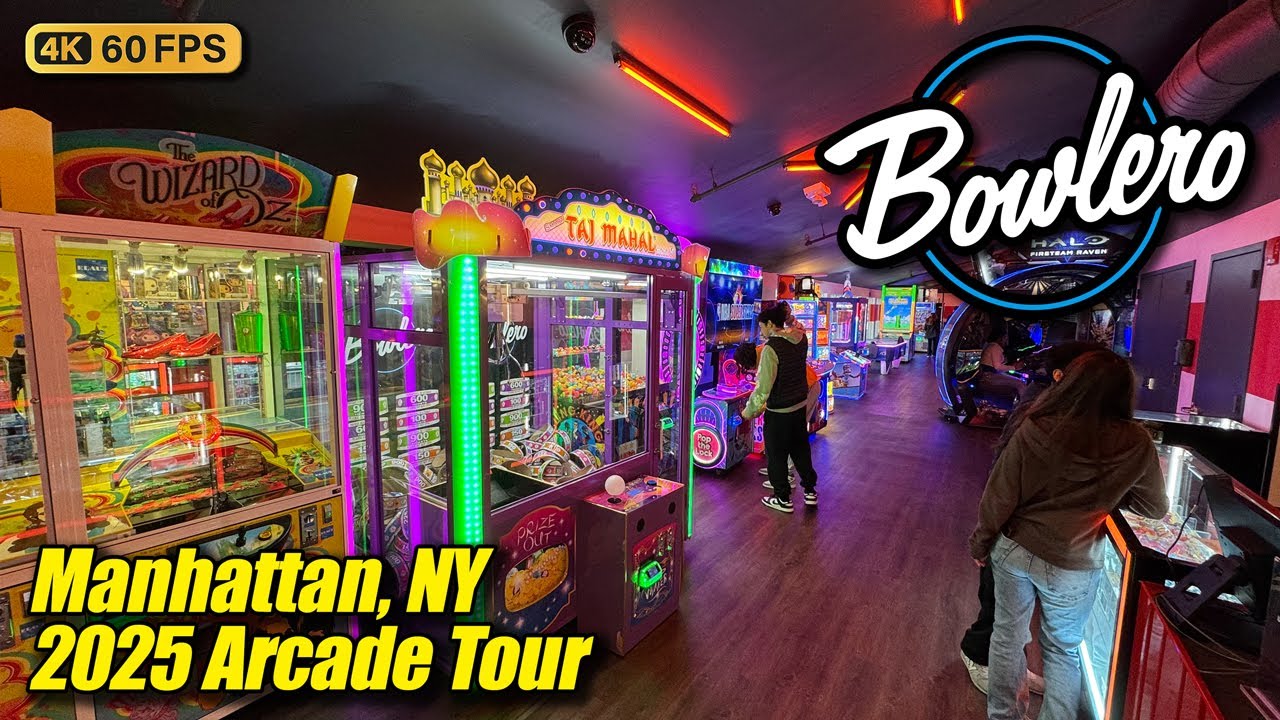 Bowlero arcade tour @ Chelsea Piers (Manhattan NY), new March 2025 full 4K walkthrough