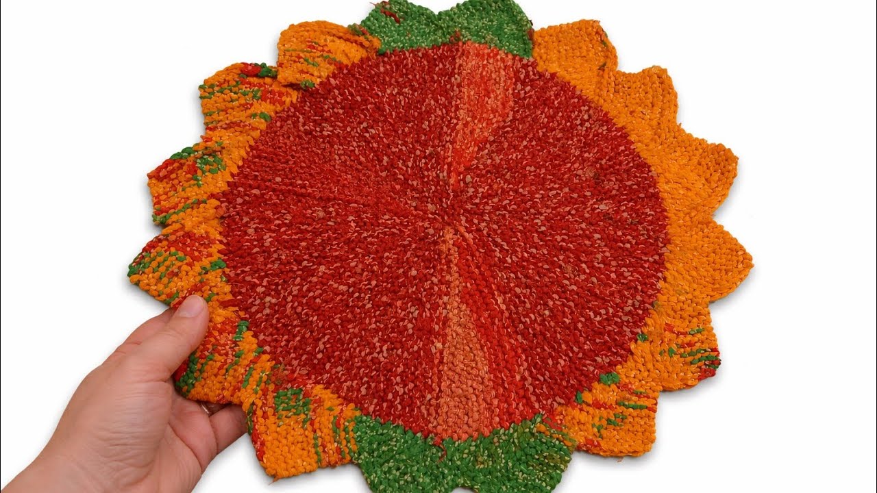 ।।Sunflower doormat wow😱।।सूरजमुखी जैसा पायदान बनाना बहुत ही आसान!#diy#knitting 