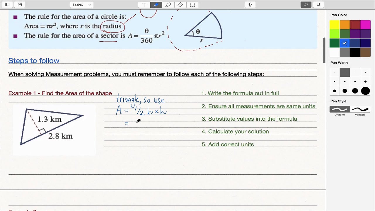 Area of common 2D shapes