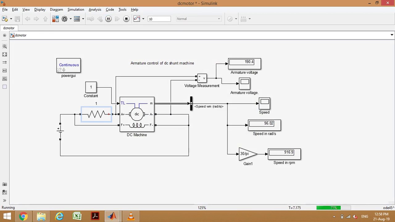 DC motor speed control using Matlab/Simulink