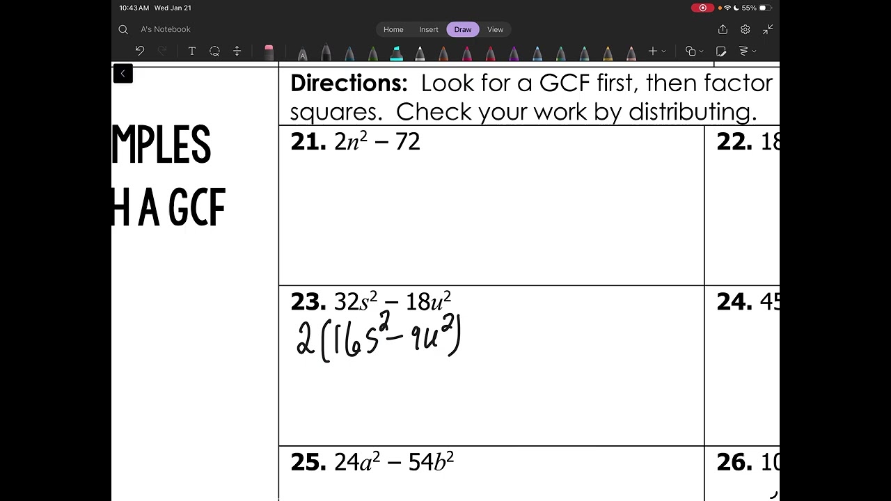 Math 2 Unit 2 Lesson 5: Difference of Perfect Squares