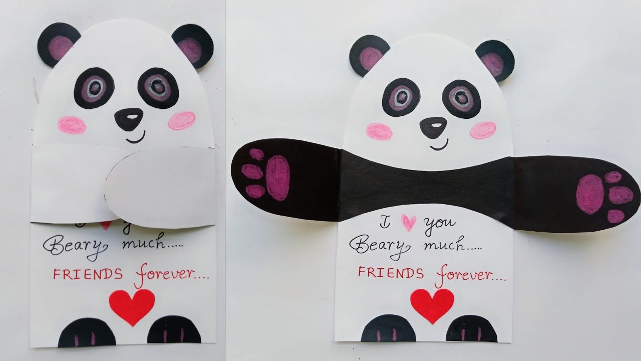Friendship Card/Cute Panda Card for Friends/Friendship Card Making /Special Card for Friend