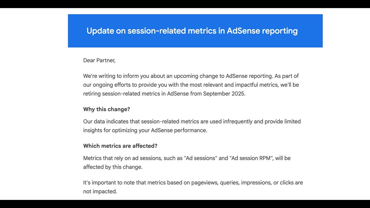 Update on session-related metrics in AdSense reporting | Explained In Hindi