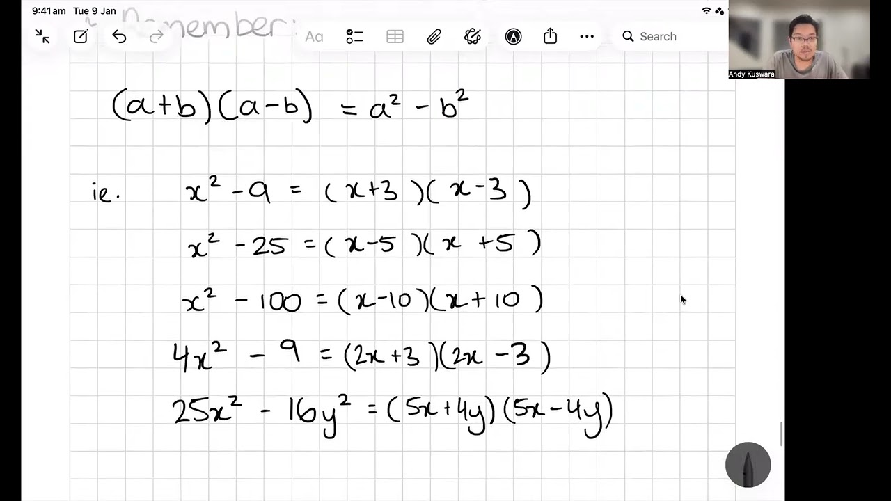 Factorising a Difference of 2 Squares + Mixed Questions