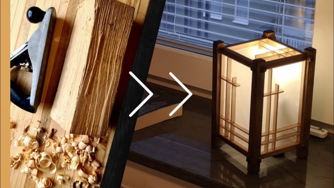 I made a Japanese Shoji lamp from raw fire wood by hand |No Power Tools